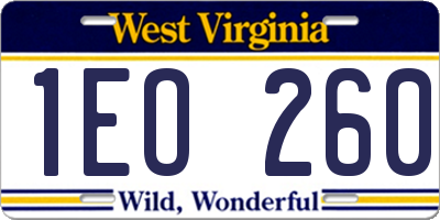 WV license plate 1EO260