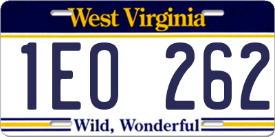 WV license plate 1EO262