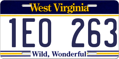 WV license plate 1EO263