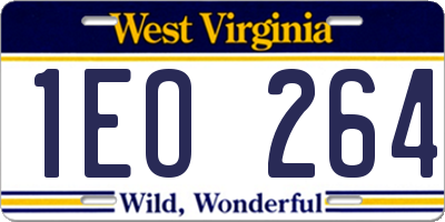 WV license plate 1EO264