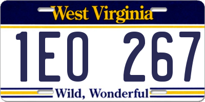 WV license plate 1EO267