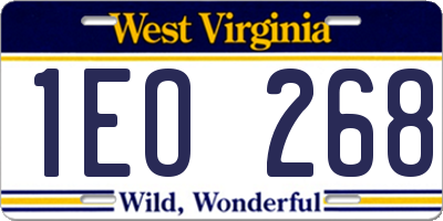 WV license plate 1EO268