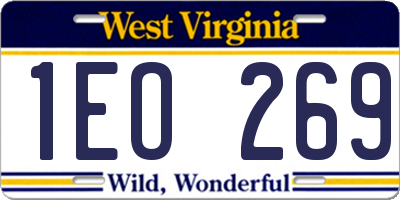 WV license plate 1EO269