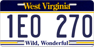 WV license plate 1EO270