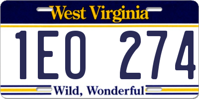 WV license plate 1EO274