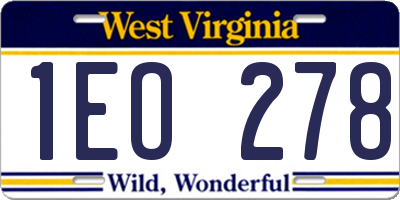 WV license plate 1EO278