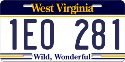 WV license plate 1EO281