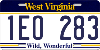 WV license plate 1EO283