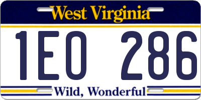 WV license plate 1EO286