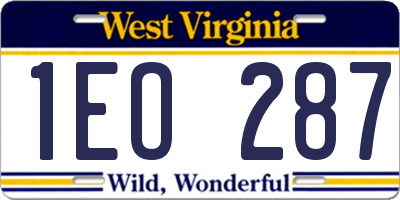 WV license plate 1EO287