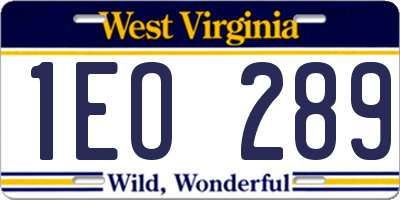 WV license plate 1EO289