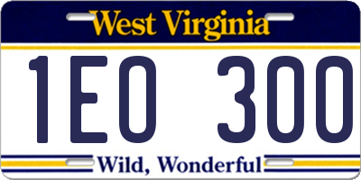 WV license plate 1EO300