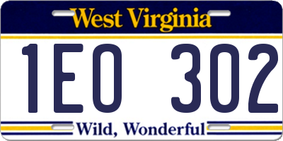 WV license plate 1EO302