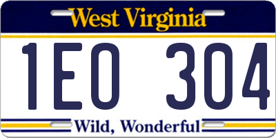 WV license plate 1EO304
