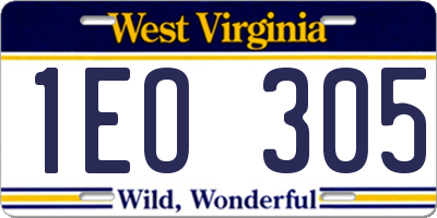WV license plate 1EO305