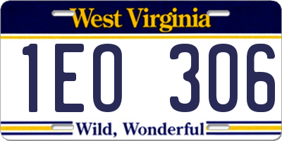 WV license plate 1EO306