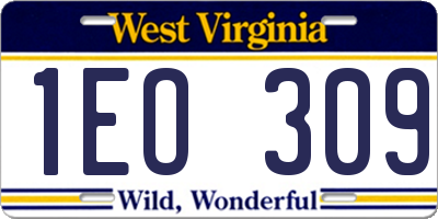 WV license plate 1EO309