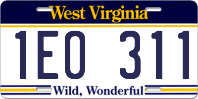 WV license plate 1EO311
