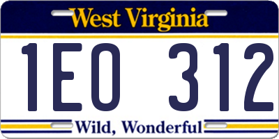 WV license plate 1EO312