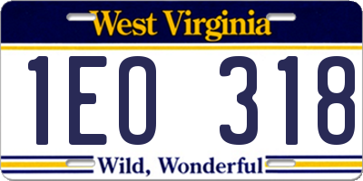 WV license plate 1EO318