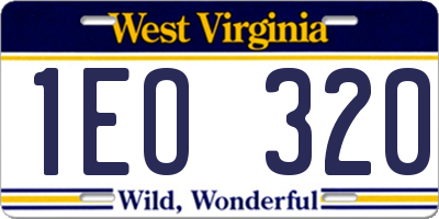 WV license plate 1EO320