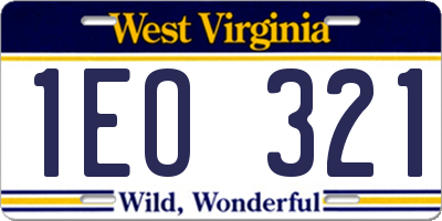WV license plate 1EO321