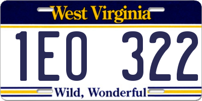 WV license plate 1EO322
