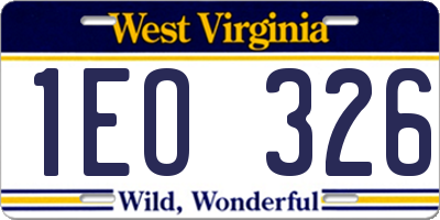 WV license plate 1EO326