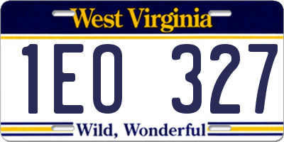 WV license plate 1EO327