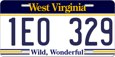 WV license plate 1EO329