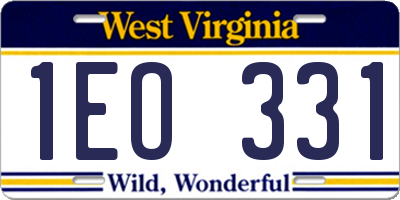 WV license plate 1EO331