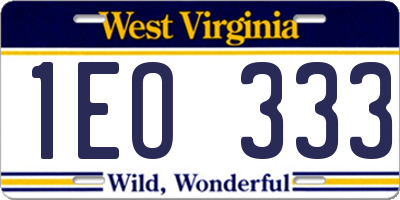 WV license plate 1EO333
