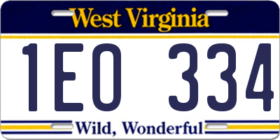 WV license plate 1EO334