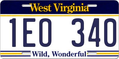 WV license plate 1EO340
