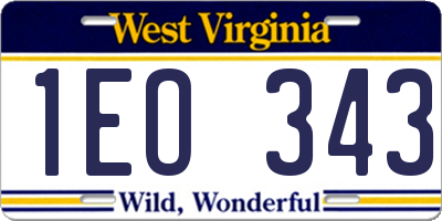 WV license plate 1EO343