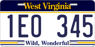 WV license plate 1EO345