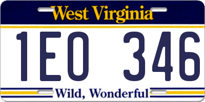 WV license plate 1EO346