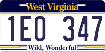 WV license plate 1EO347
