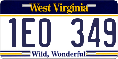 WV license plate 1EO349