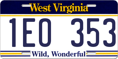 WV license plate 1EO353