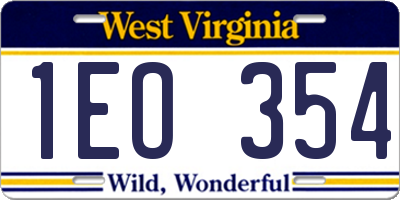 WV license plate 1EO354