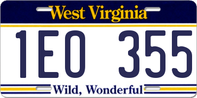 WV license plate 1EO355