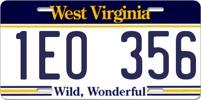 WV license plate 1EO356