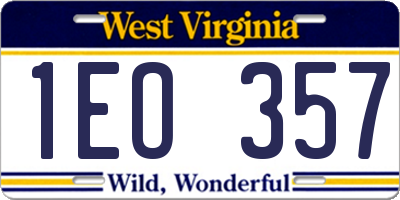 WV license plate 1EO357