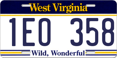 WV license plate 1EO358
