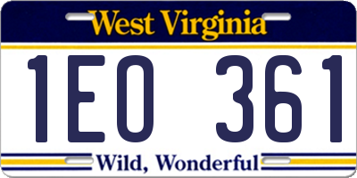 WV license plate 1EO361