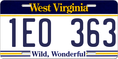 WV license plate 1EO363