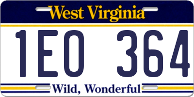 WV license plate 1EO364