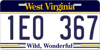 WV license plate 1EO367