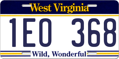 WV license plate 1EO368